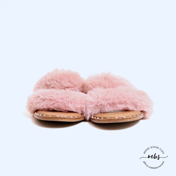 Steve Madden Enite Faux Fur Slide Sandals Pink Women Size 8 - Picture 3 of 12